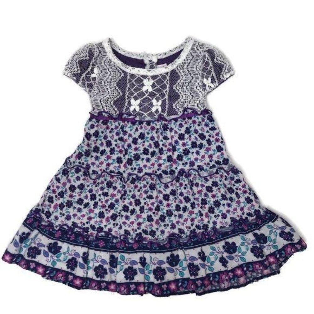 Bloome de jeune fille cottage core floral and lace dress 2t